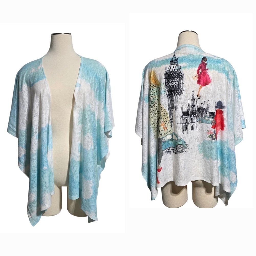 ET' LOIS BIG BEND LONDON OPEN ARTSY WRAP SHAWL OS